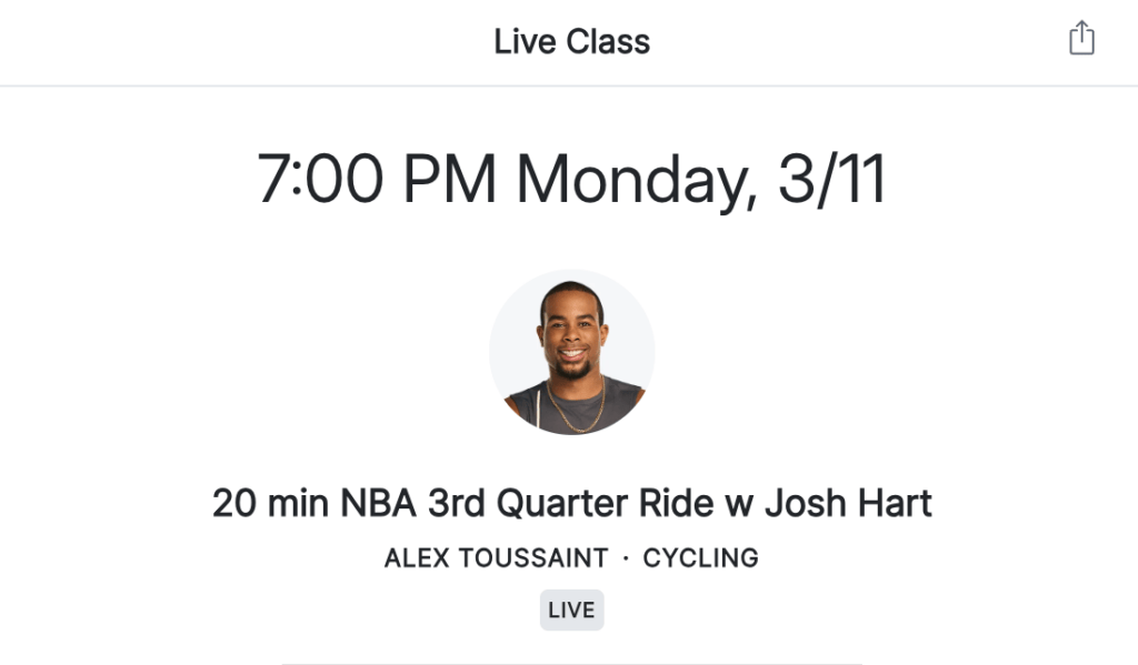 NBA 3rd Quarter Ride w Josh Hart on Peloton upcoming schedule.